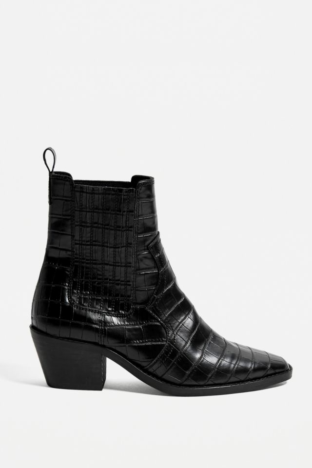 UO Vita Vegan Leather Croc Western Boots | Urban Outfitters UK