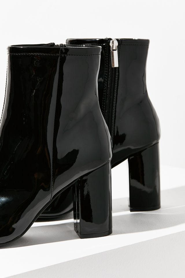 Sloane Seamed Faux Patent Leather Ankle Boots #1