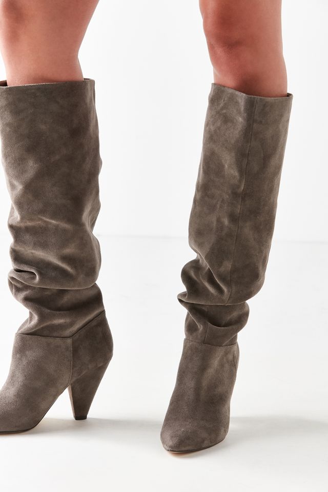 Tess Faux Suede Scrunched Knee-High Taupe Boots #2