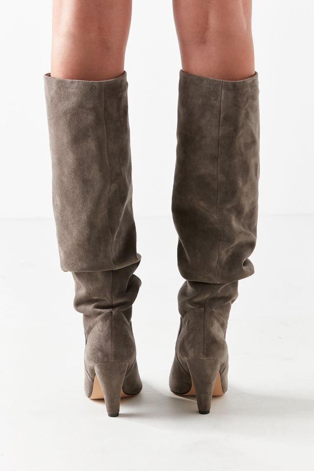 Tess Faux Suede Scrunched Knee-High Taupe Boots #5