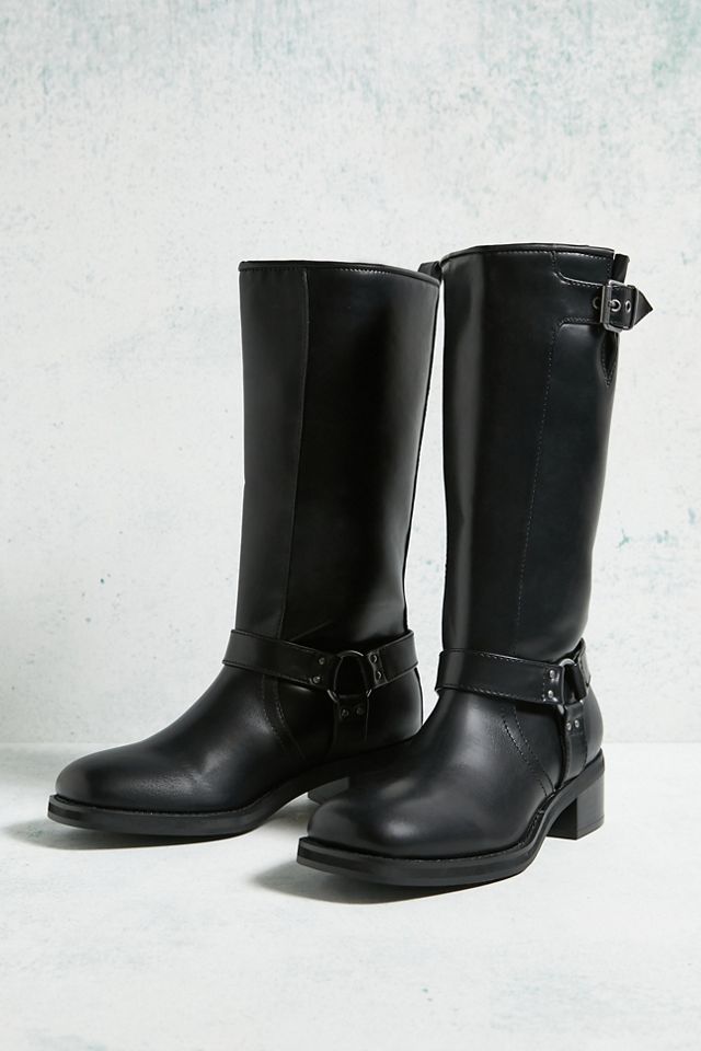 UO Black Becky Buckle Knee High Boots  #6