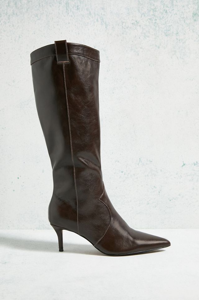 UO Jessie Western Leather Brown Kitten Heel Boots #5