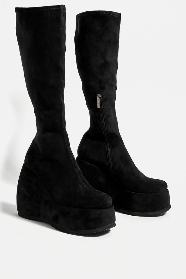 Shelly’s London Black Wedge Sole Knee-High Boots | Urban Outfitters UK