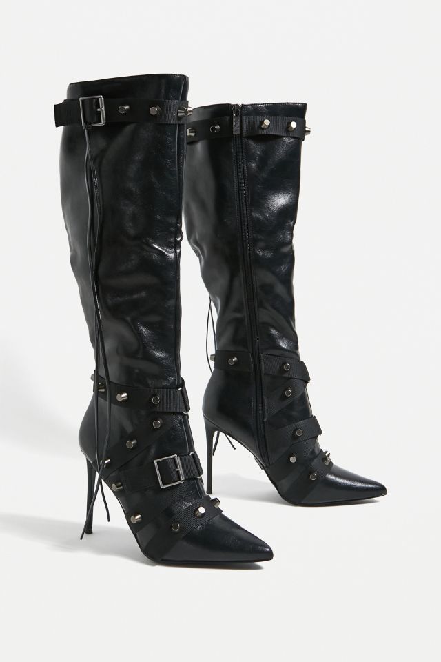 Steve madden long hot sale black boots