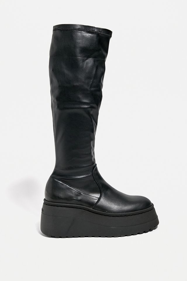 Steve Madden Bota alta de rodilla de forma plana en cuero negro #2