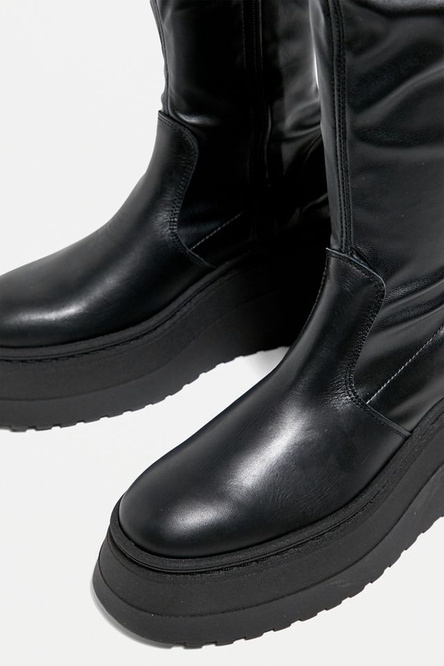 Steve Madden Bota alta de rodilla de forma plana en cuero negro #3