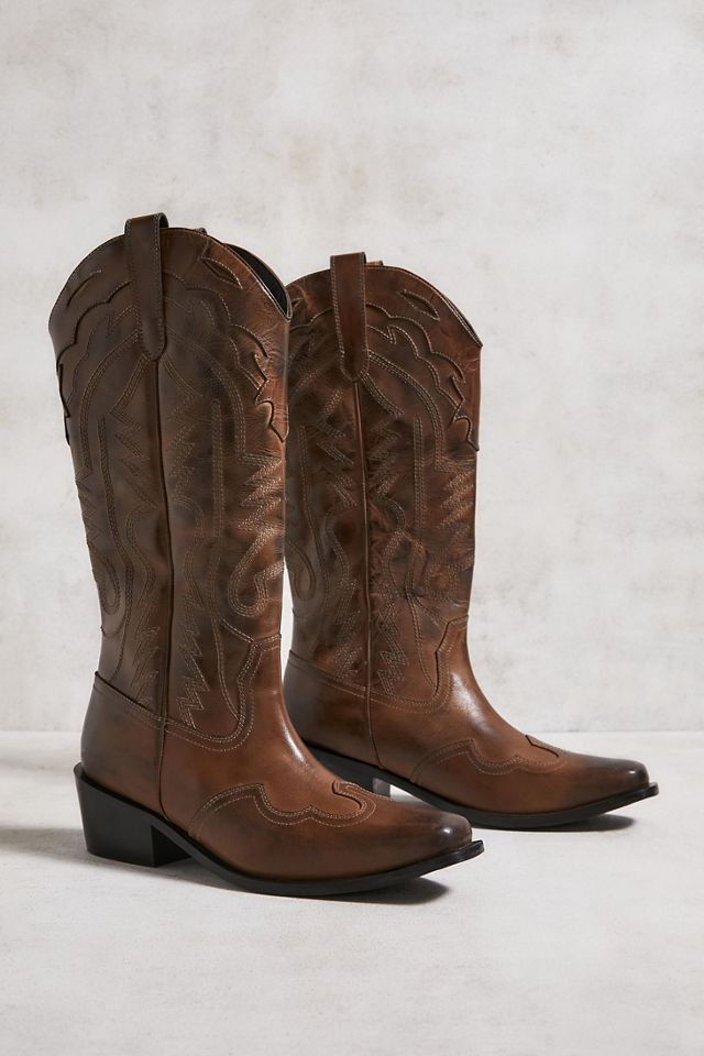 UO Brown Leather Dallas Cowboy Boots #4