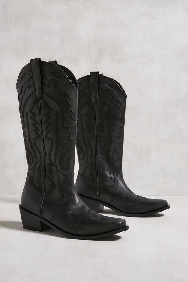 UO Black Leather Dallas Cowboy Boots #2