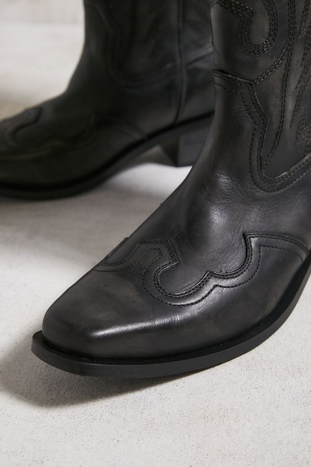UO Black Leather Dallas Cowboy Boots #5