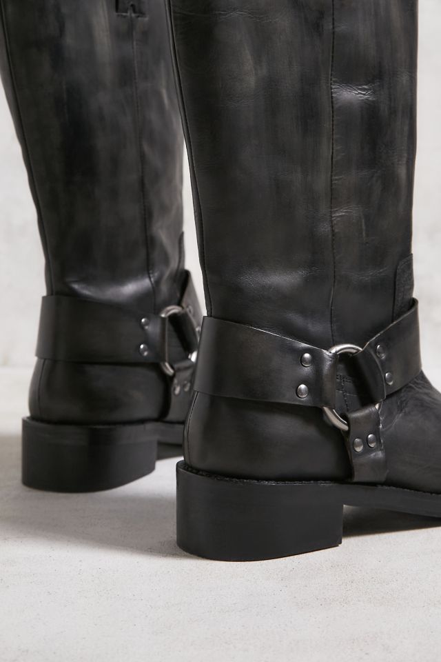 UO Black Leather Motocross Harness Boots