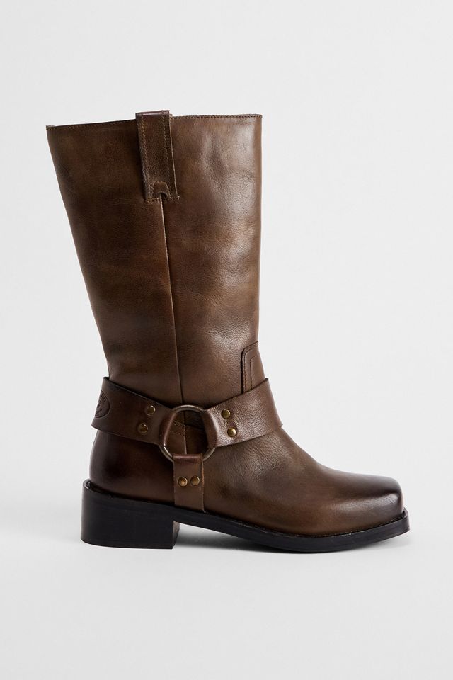 BDG Stivali da moto in pelle marrone #1