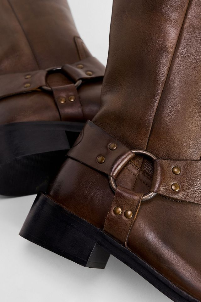 BDG Stivali da moto in pelle marrone #3