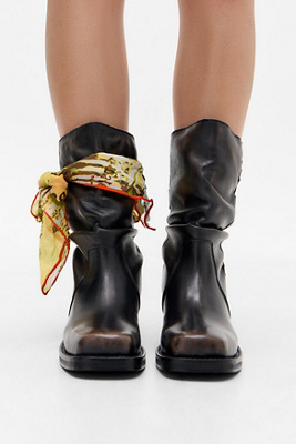 BDG Ride Buckle Slouch Leather Boots - Brown UK 7 at Urban Outfitters