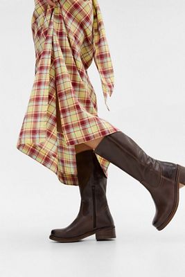 BDG Dunkelbraune Lederstiefel zum Hineinschlüpfen