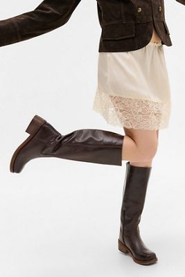 BDG Brown Pull-On Knee High Leather Boots