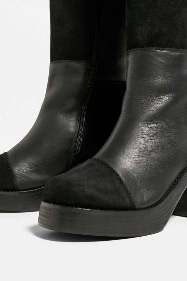 UO Black Bibi Patchwork Knee-High Boots #1