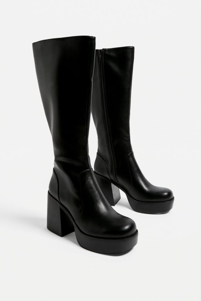 UO Black Lea Knee High Platform Boots Urban Outfitters UK