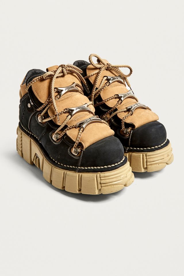 New Rock Navy Leather Platform Boots #1