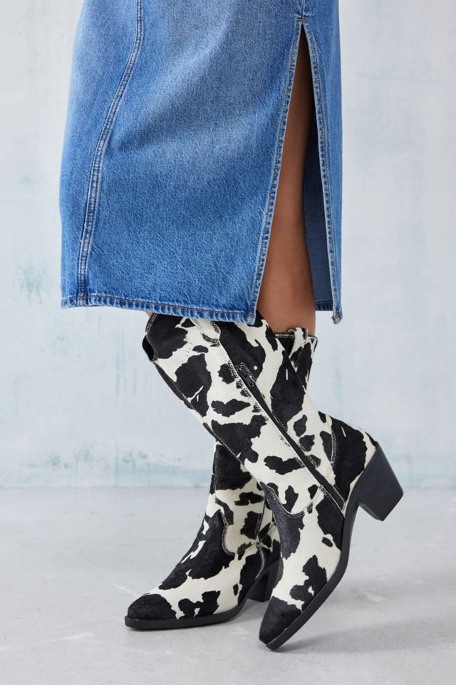 cow print knee high boots