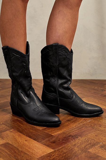 RRP £55 New Black Urban Outfitters Deena & Ozzy Panther Leather Boots 