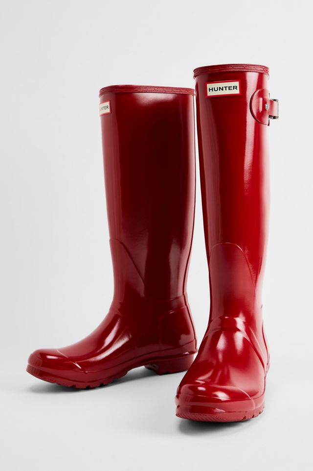 Hunter Rote Glänzende Original Hohe Gummistiefel
