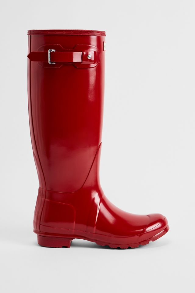 Hunter Rote Glänzende Original Hohe Gummistiefel #1