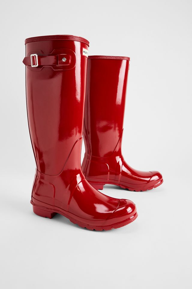 Hunter Rote Glänzende Original Hohe Gummistiefel #1