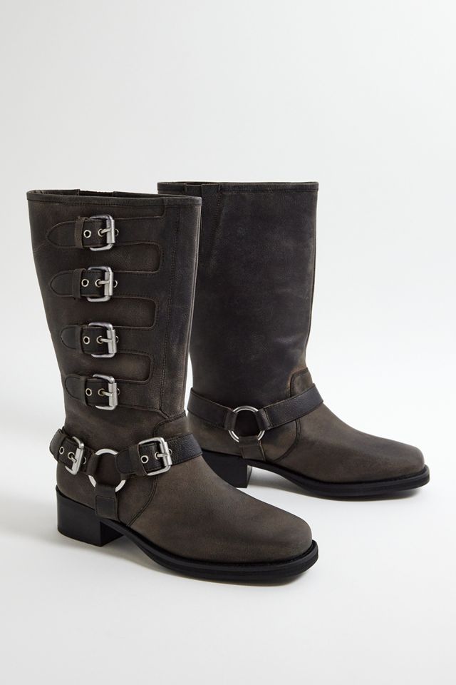 UO Buckle Up Black Leather Boots  #1