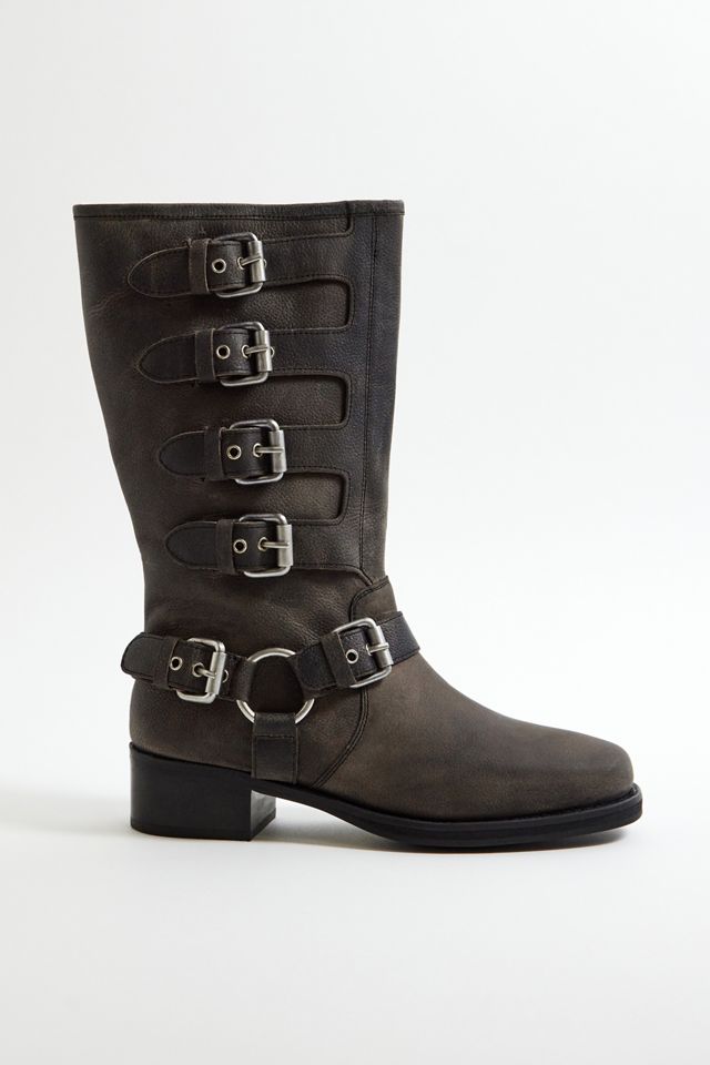 UO Buckle Up Black Leather Boots  #2