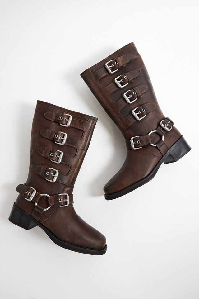 UO Buckle Up Brown Leather Boots  #1
