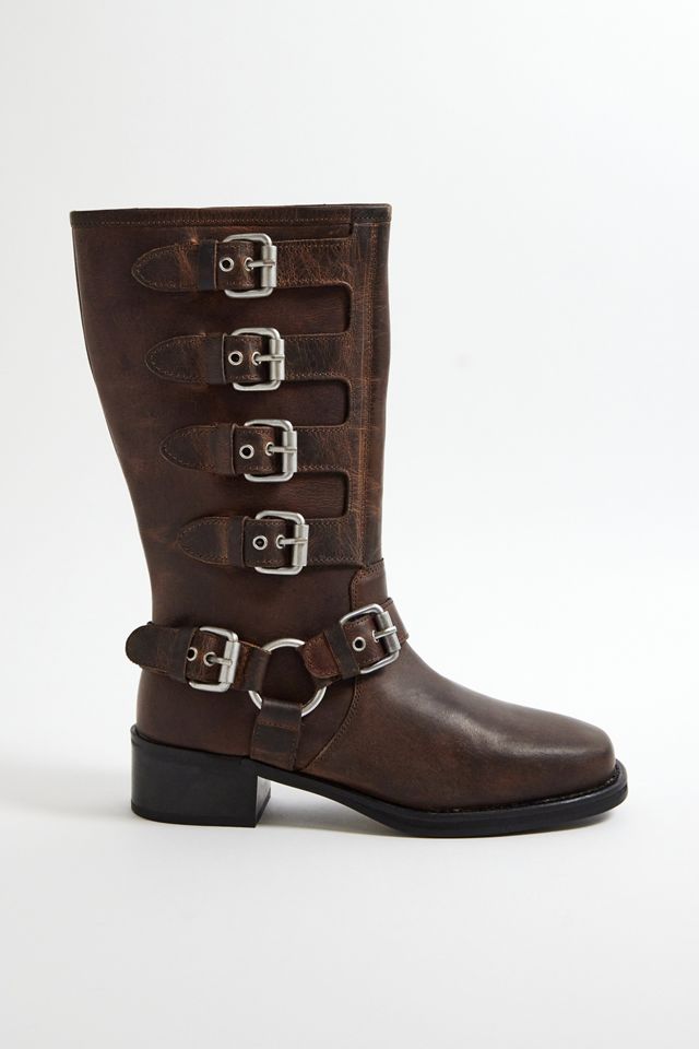 UO Buckle Up Brown Leather Boots  #2
