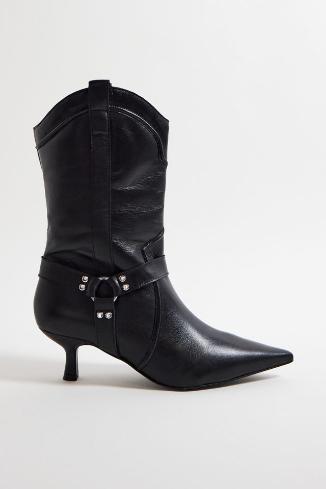 UO Black Harness Pointed Leather Boots #2