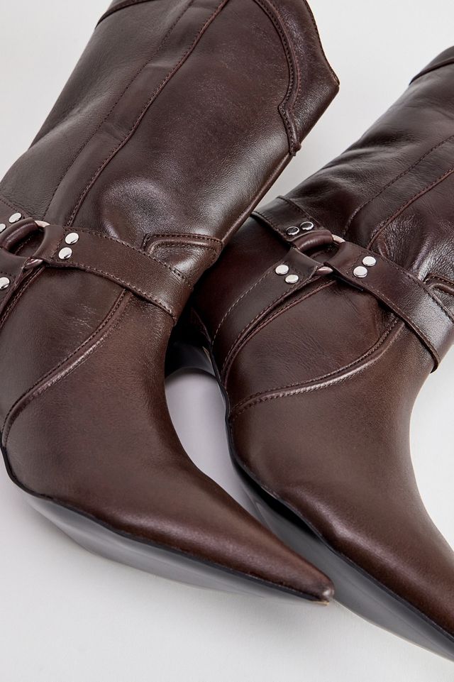 UO Brown Harness Pointed Leather Boots #3