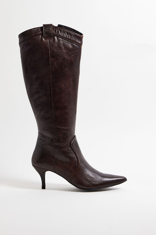 UO Houston Braune Leder Stiefel mit Absatz #3