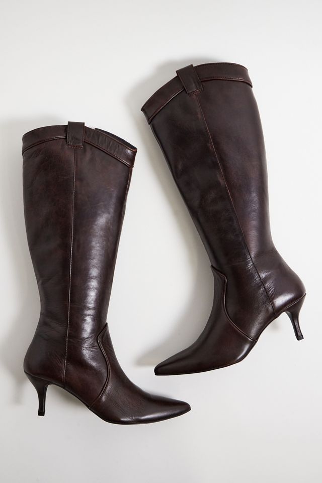 UO Houston Braune Leder Stiefel mit Absatz #1