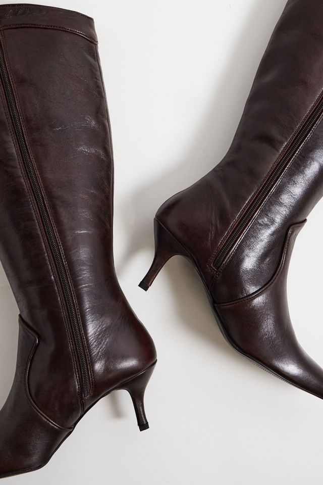UO Houston Braune Leder Stiefel mit Absatz #2
