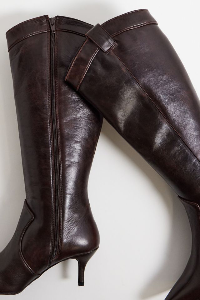 UO Houston Braune Leder Stiefel mit Absatz #4
