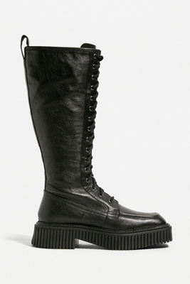 asra kanga knee high boots in black leather