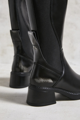 MIA Women's Dru Faux Leather Chelsea Boots - Square Toe, Block Heel, Pull-On Style, 2.5 Inch Heel