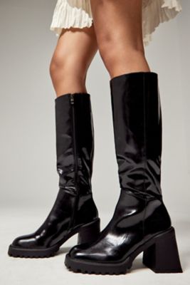 Knee High Boots Leather Platform Black Knee High Boots Urban Outfitters UK