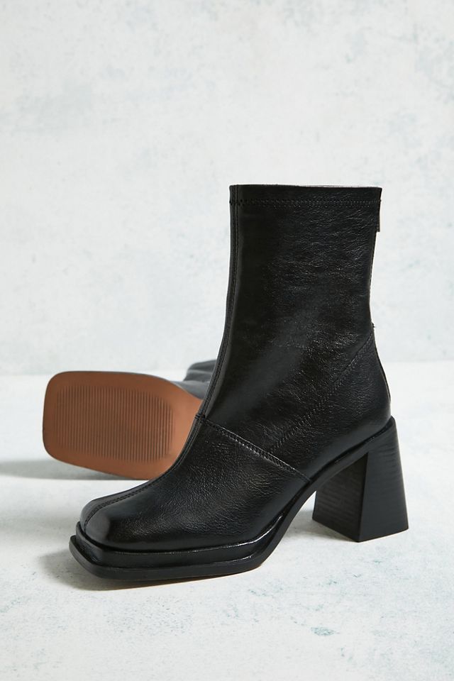 UO Gigi Black Ankle Leather Sock Boots #4