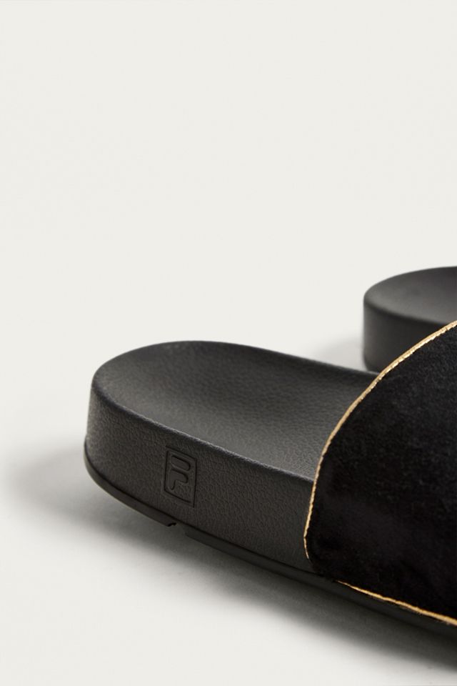 FILA Black Velour Drifter Sliders #2