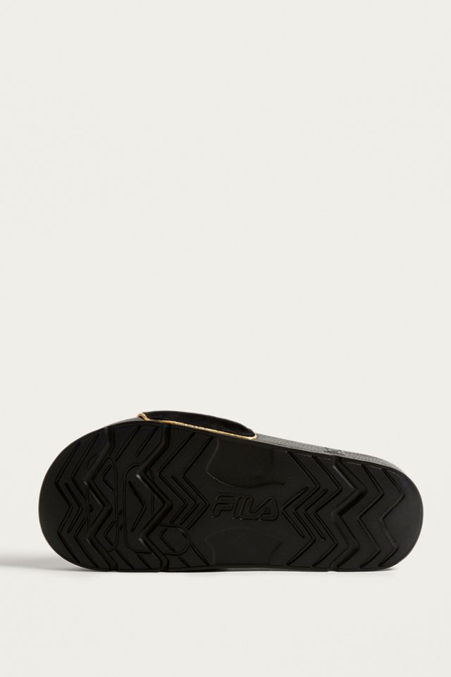 FILA Black Velour Drifter Sliders #4