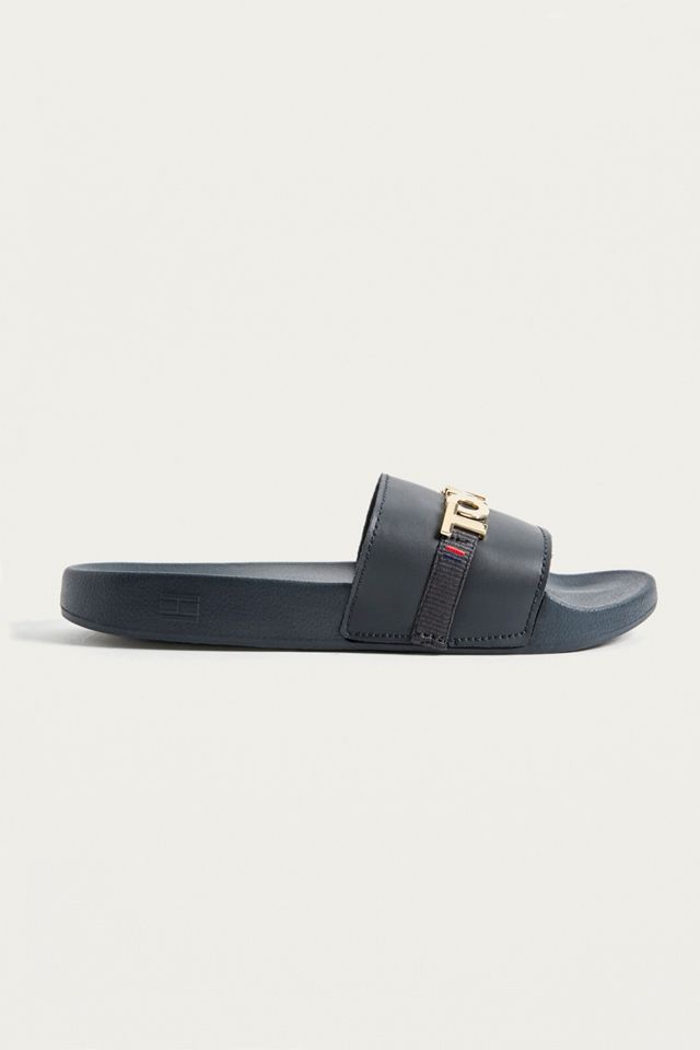 Tommy Jeans Black Metal Logo Pool Sliders #1