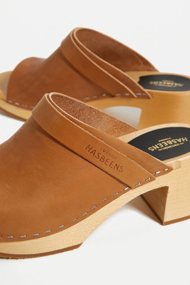Swedish Hasbeens Tan Open Toe Clogs #2
