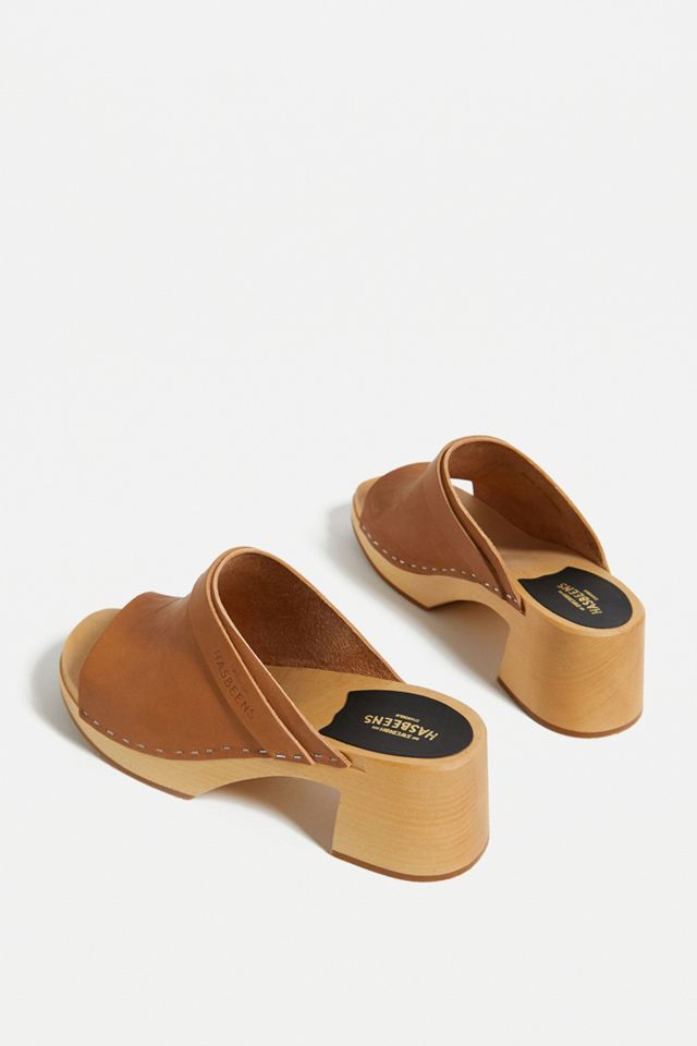 Swedish Hasbeens Tan Open Toe Clogs #4