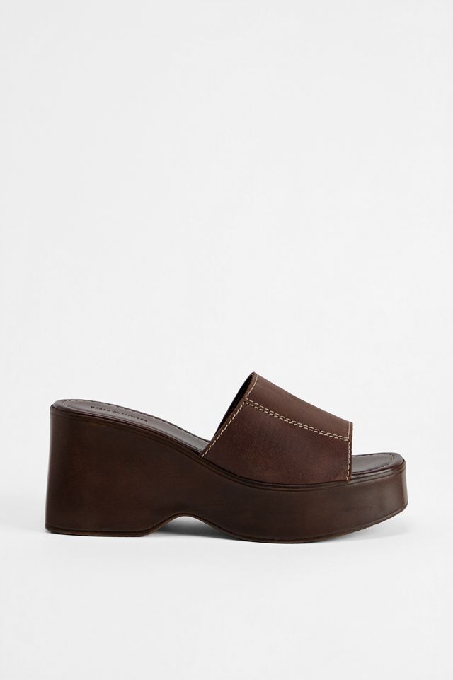 Sandales en cuir à plateforme compensée UO Brown Haze #2