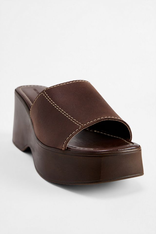Sandales en cuir à plateforme compensée UO Brown Haze #3