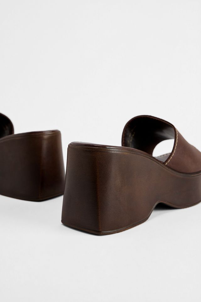 Sandales en cuir à plateforme compensée UO Brown Haze #4