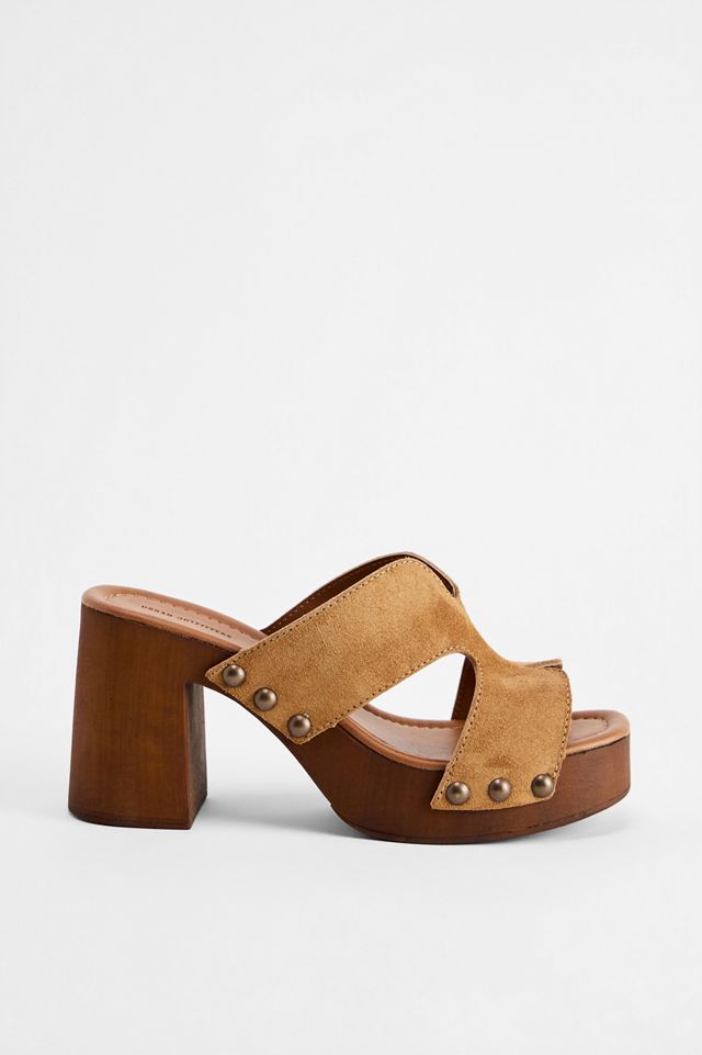 Sandales UO Boho en daim et bois beige #2